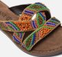 Lazamani slippers met kraaltjes oranje multi - Thumbnail 9