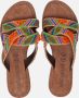 Lazamani slippers met kraaltjes oranje multi - Thumbnail 10