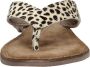 Lazamani 75.481 leren teenslippers met dierenprint ecru zwart - Thumbnail 10