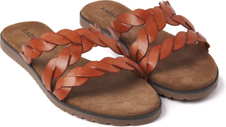 Lazamani ladies woven mules Bruin Leer Geen Dames