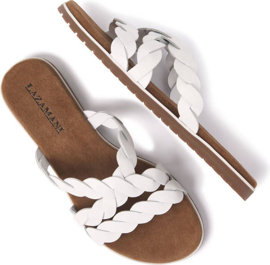 Lazamani Eden Leren Dames Slippers White