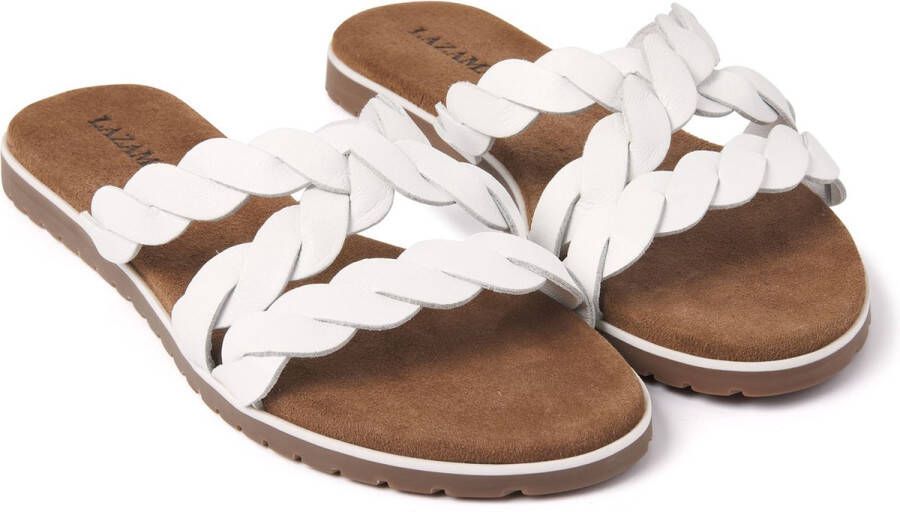 Lazamani Eden Leren Dames Slippers White