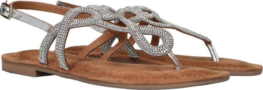 Lazamani Emily Leren Dames Sandalen Silver