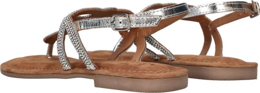 Lazamani Emily Leren Dames Sandalen Silver