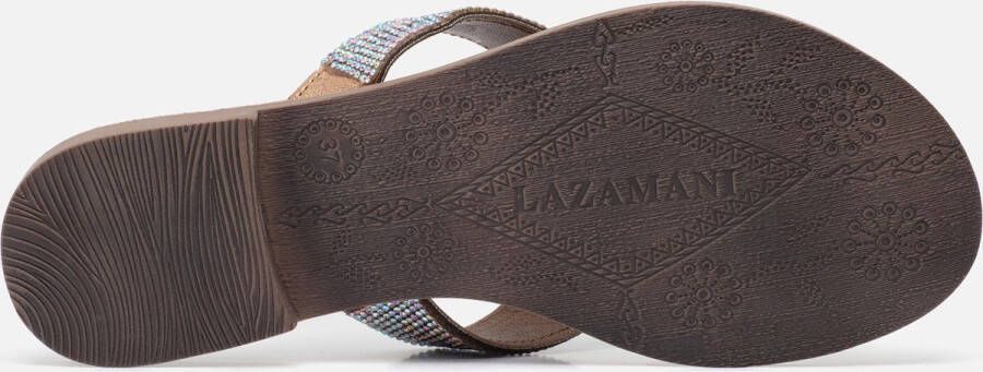 Lazamani Rainbow Slippers zilver Leer Dames