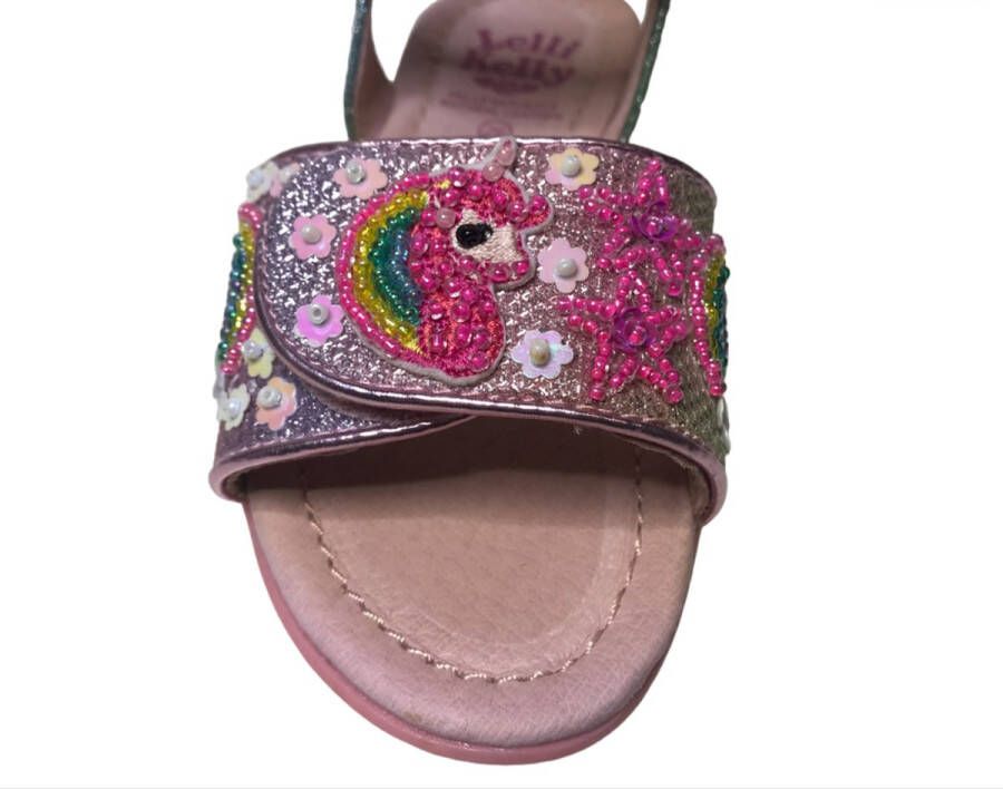 Lelli Kelly LK7402 Unicorn Velcro eenhoorn kraaltjes sandalen multi glitter