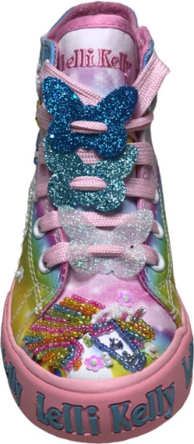 Lelli Kelly Veter rits hoge canvas sneakers unicorn LK9099 Roze