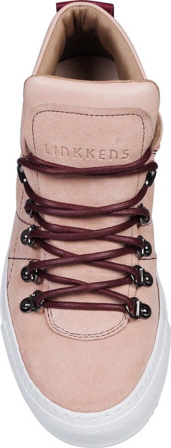 Linkkens Kobe mid top lace suede nappa nude met rood