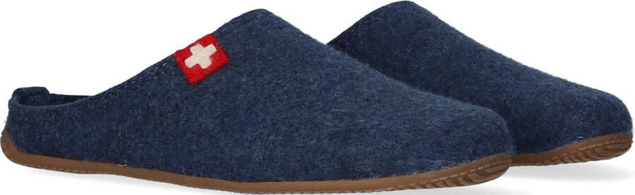 Living Kitzbühel Pantoffels Schweizer Kreuz 3886 584 Midnight Navy Blauw Wolvilt LK38860584