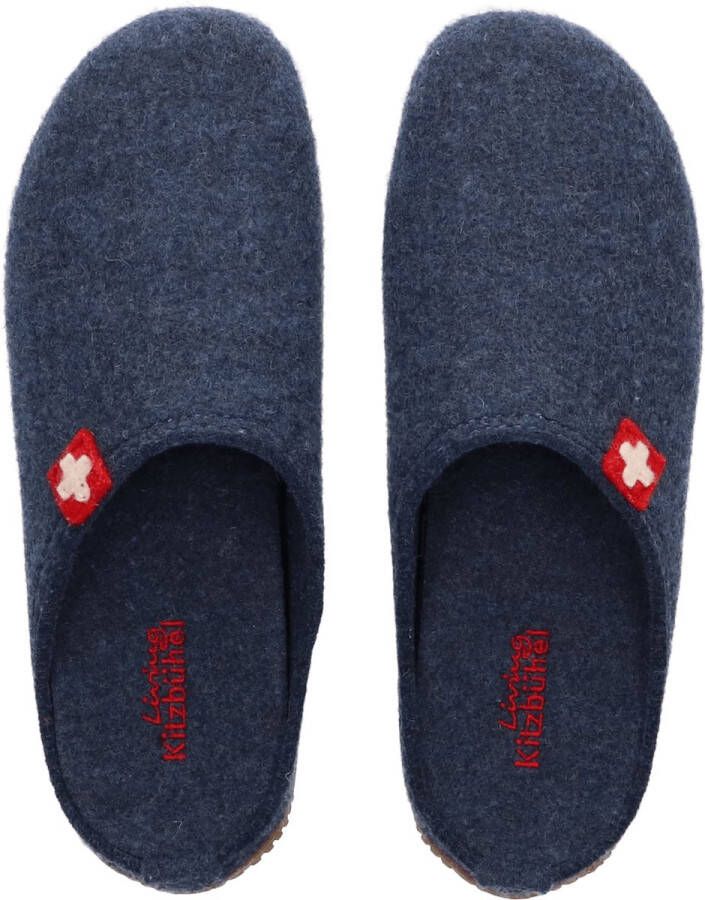 Living Kitzbühel Pantoffels Schweizer Kreuz 3886 584 Midnight Navy Blauw Wolvilt LK38860584