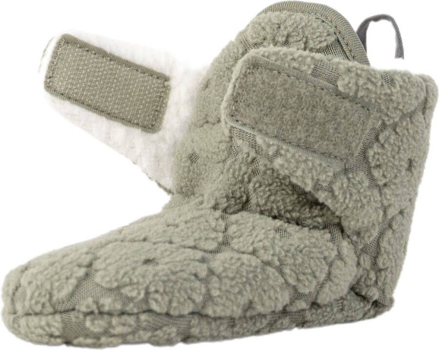 Lodger Babyslofjes 0-3 maanden Groen Slipper Folklore 100% Fleece Klittenbandsluiting Slofjes die blijven zitten - Foto 2