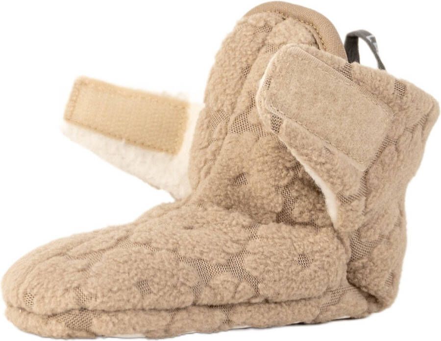 Lodger Slofjes M Beige Slipper Folklore Fleece Klittenbandsluiting Slofjes die blijven zitten