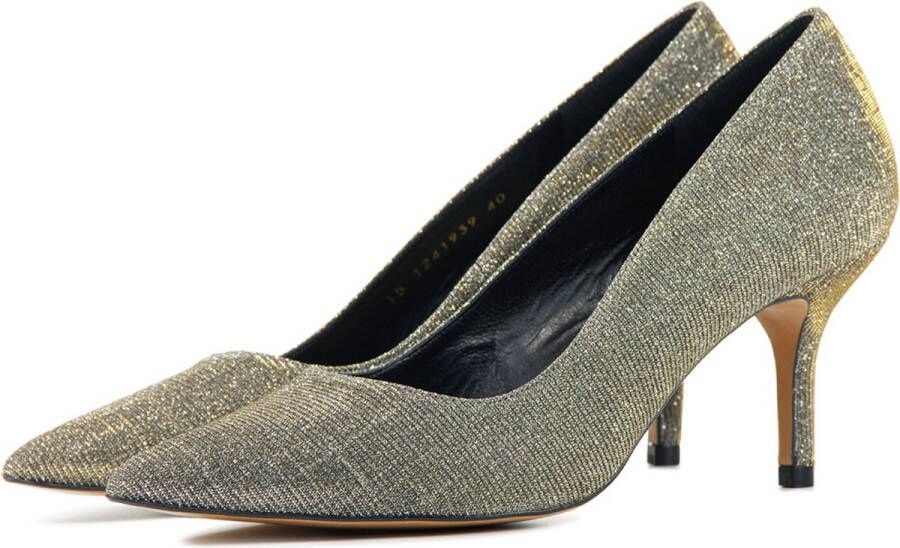 Lodi Pumps Stiletto Dames Damesschoenen Canvas Blokhak hoogte Mildred-TE Zilver