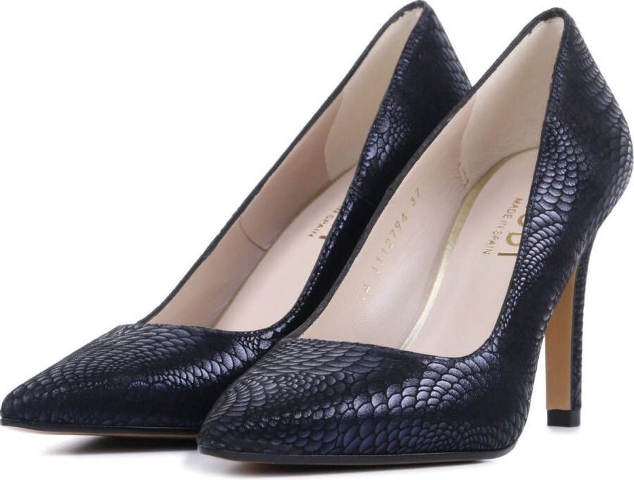 Lodi Pumps Stiletto Dames Damesschoenen Leer Slangenprint Naaldhak hoogte Rami-39 Zwart