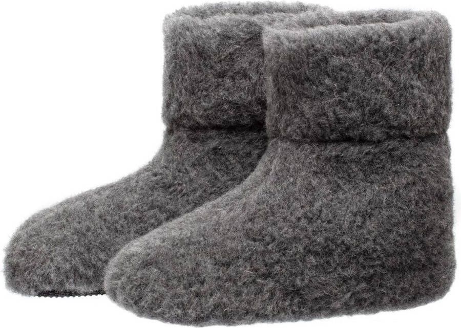 LuLu wonen LuLu- Grijze wollen sloffen pantoffels met antislipzool unisex