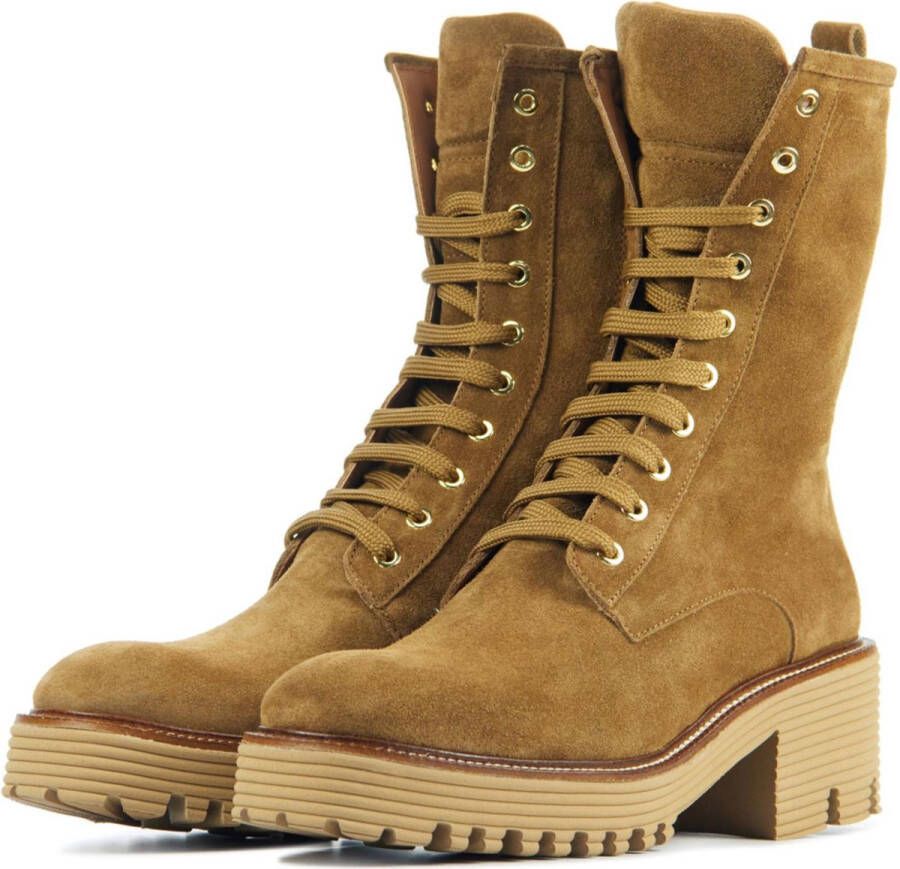 MACE Veterboots Dames M1101 Maat: 39 Materiaal: Suède Kleur: Cognac