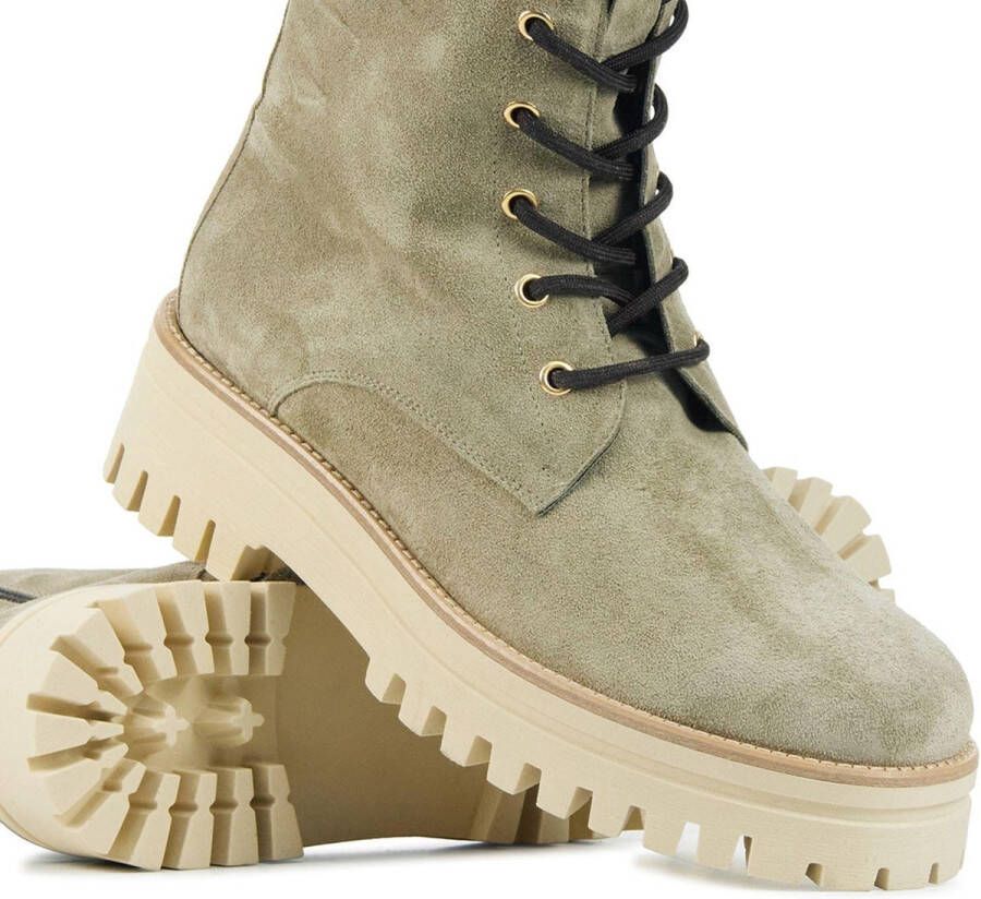 Mace Veterboots Dames Laarzen Damesschoenen Suède M1104 Grijs