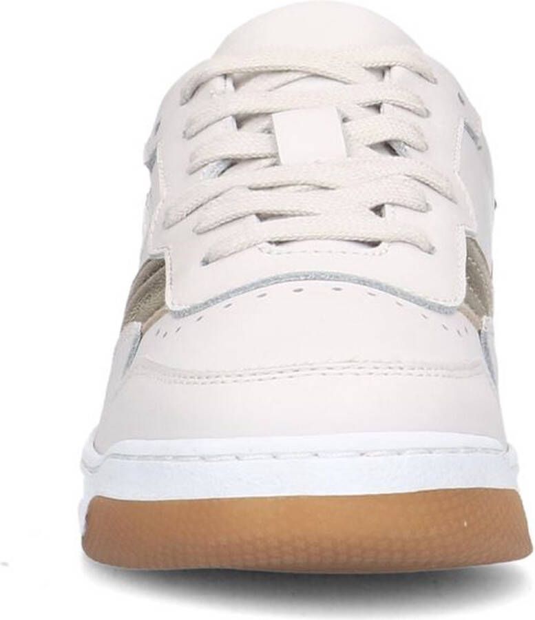 Manfield Dames Beige leren sneakers met gekleurde details - Foto 4