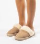 Manfield Dames Beige pantoffels met wollen voering - Thumbnail 6