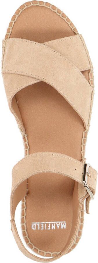 Manfield Dames Beige sandalen met suède banden - Foto 3