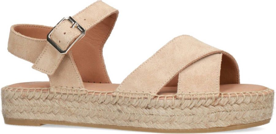 Manfield Dames Beige sandalen met suède banden - Foto 4