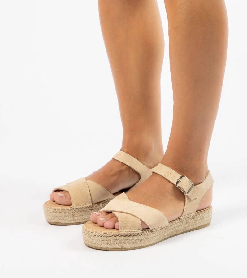 Manfield Dames Beige sandalen met suède banden