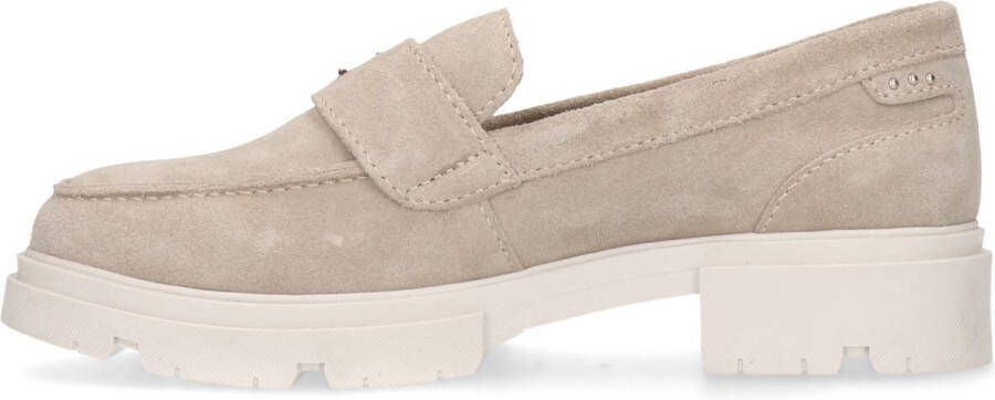 Manfield Dames Beige suède loafers met gesp - Foto 6