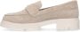 Manfield Dames Beige suède loafers met gesp - Thumbnail 6