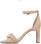 Manfield Dames Beige suède sandalen met hak - Thumbnail 4