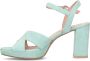 Manfield Dames Blauwe suède sandalen met hak - Thumbnail 6