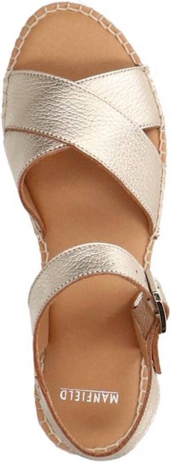 Manfield Dames Goudkleurige metallic sandalen met touwzool