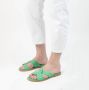 Manfield Dames Groene leren slippers - Thumbnail 4