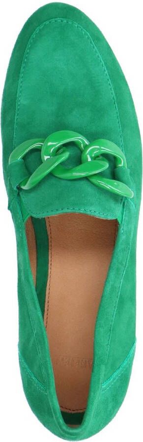 Manfield Dames Groene suède loafers met chain - Foto 8