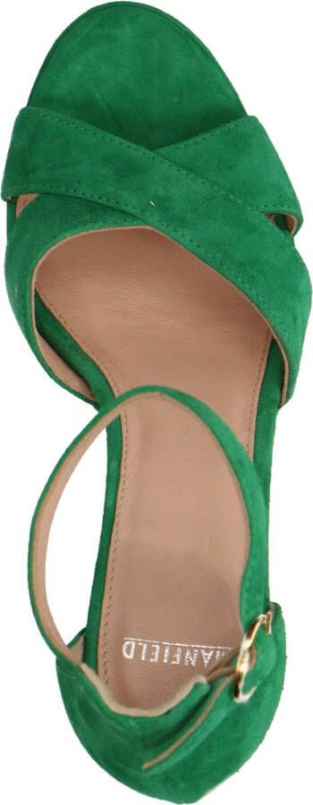 Manfield Dames Groene suède sandalen met hak - Foto 4