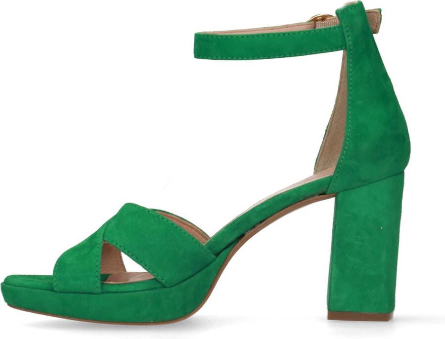 Manfield Dames Groene suède sandalen met hak - Foto 7