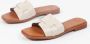 Manfield Dames Witte gevlochten leren slippers - Thumbnail 7