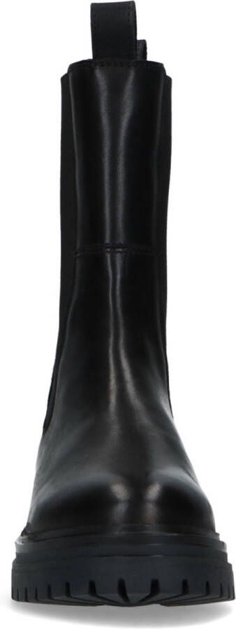 Manfield Dames Zwarte leren chelsea boots