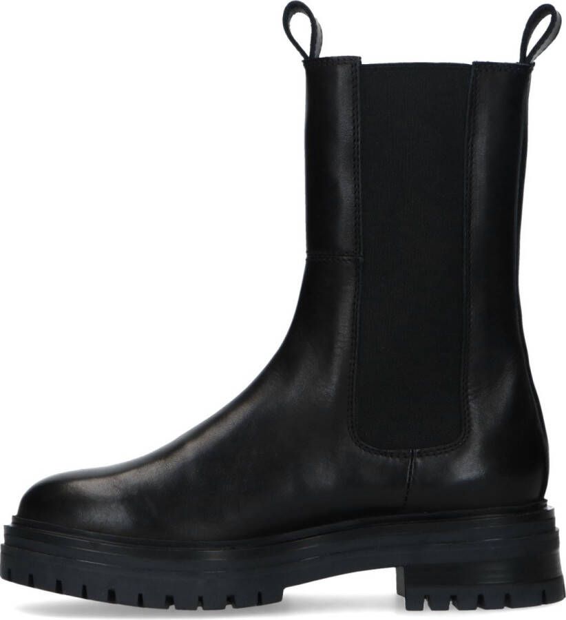 Manfield Dames Zwarte leren chelsea boots