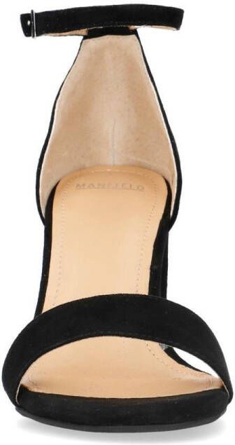 Manfield Dames Zwarte suède sandalen met hak
