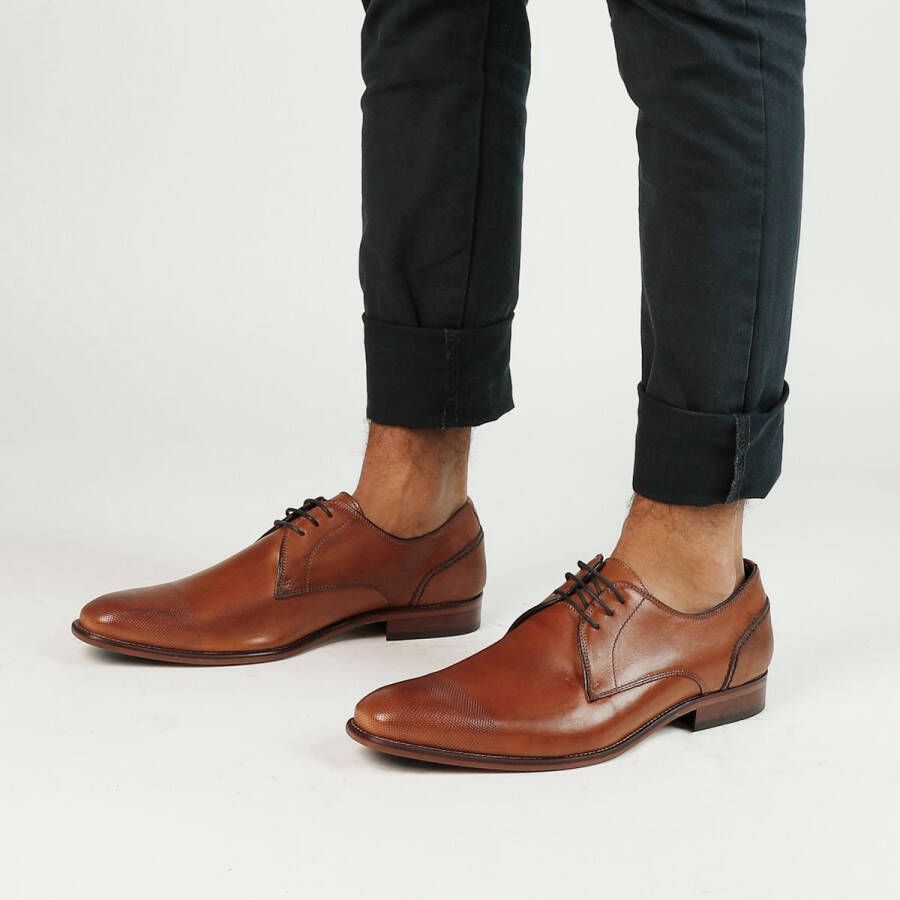 Manfield leren veterschoenen cognac - Foto 11