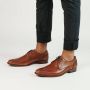 Manfield leren veterschoenen cognac - Thumbnail 11