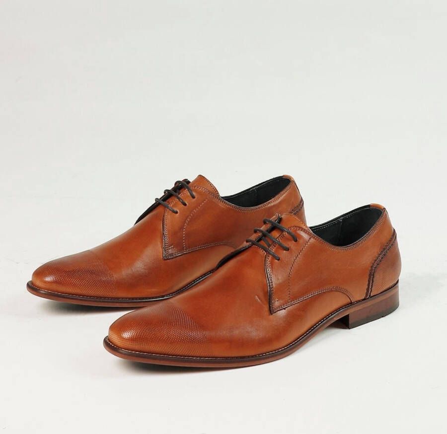 Manfield leren veterschoenen cognac - Foto 12