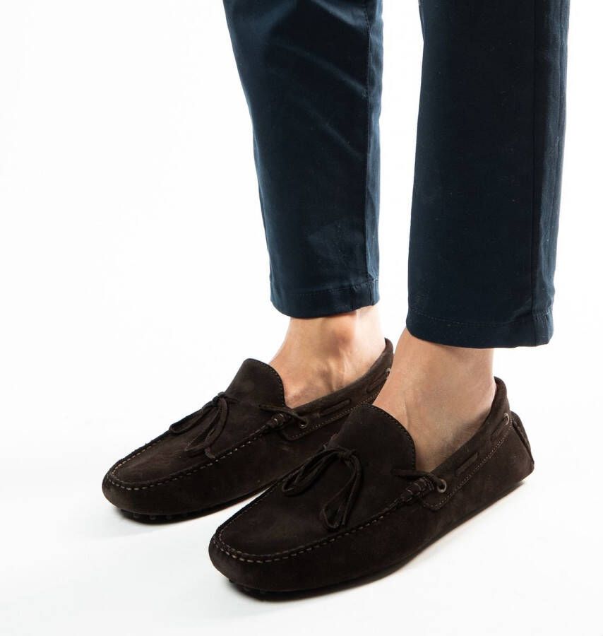 Manfield Heren Donkerbruine suède loafers - Foto 4