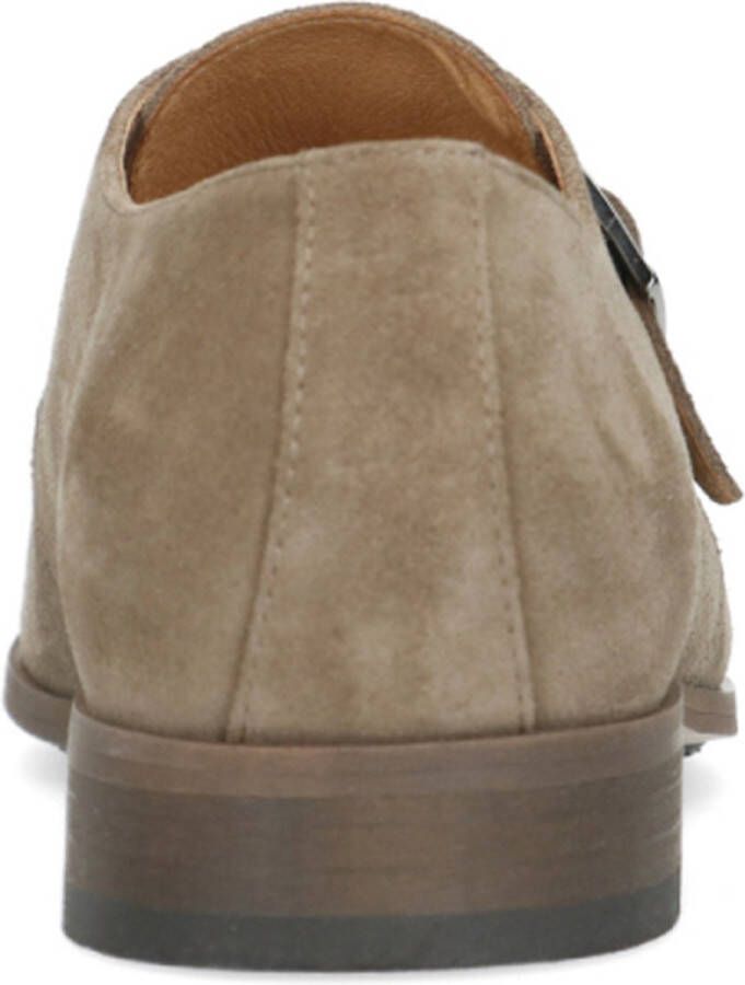 Manfield Heren Taupe suède gespschoenen