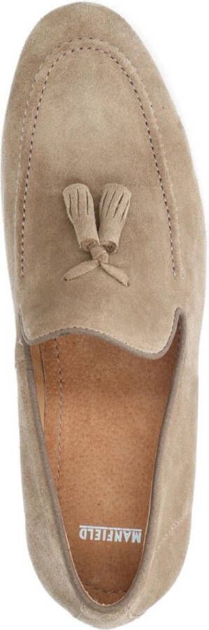 Manfield Heren Taupe suède loafers met kwastjes - Foto 7