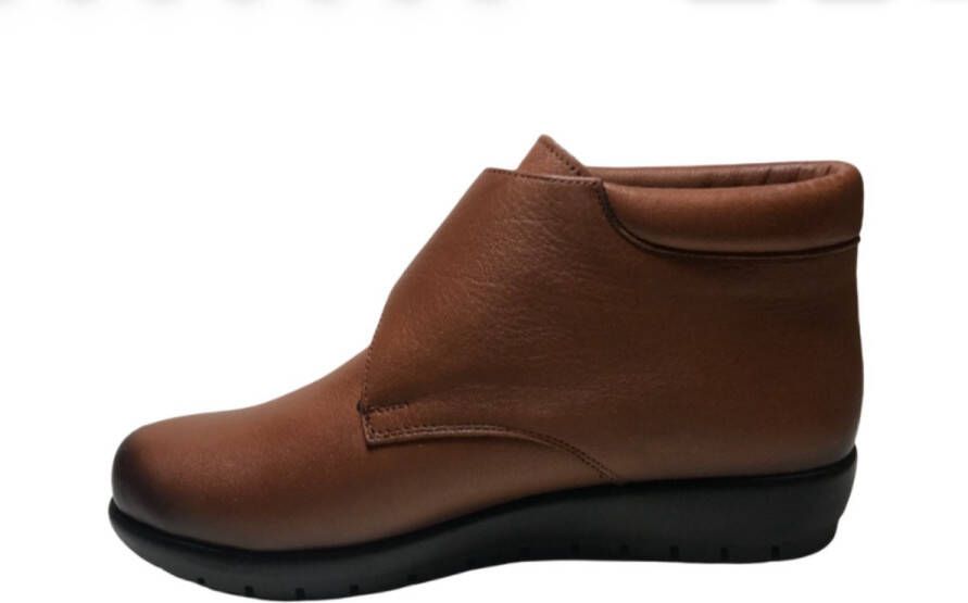 manlisa velcro effen lederen comfort bottine W103-600 cognac