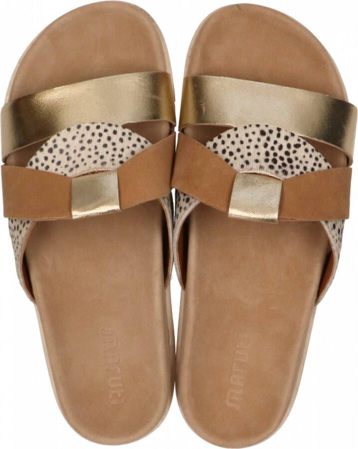 Maruti Bari Slippers Cognac Gold Pixel Offwhite Sandal