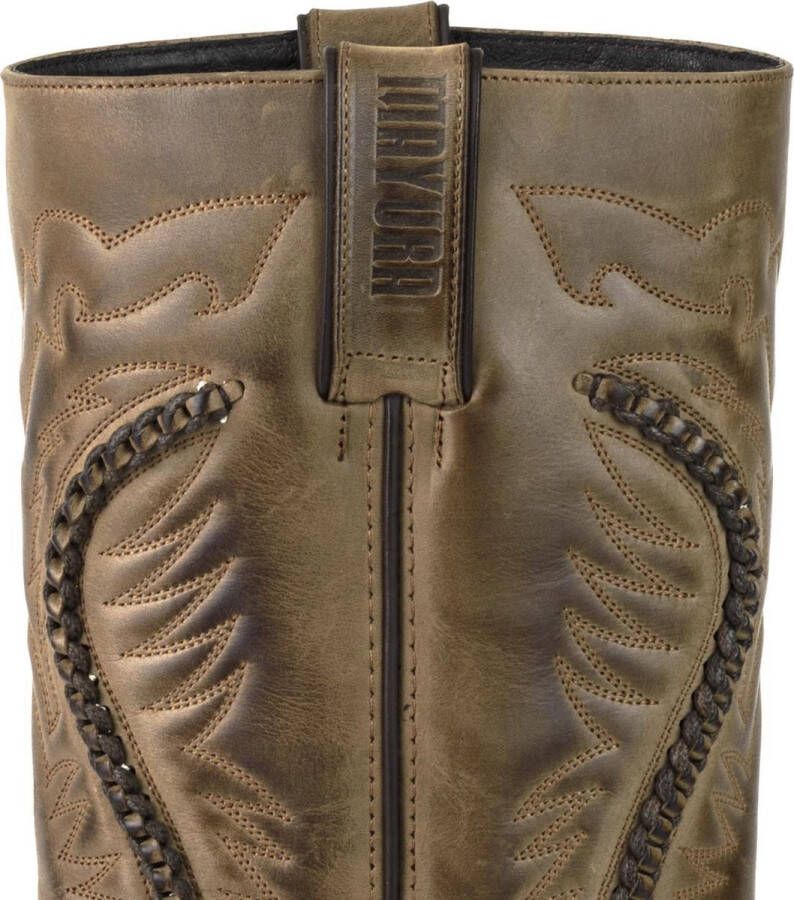 Mayura Boots 02 Bruin Biker Western Dames Heren laarzen Vierkante Neus Vast Spoor Vlechtwerk Oliebestendige Zool