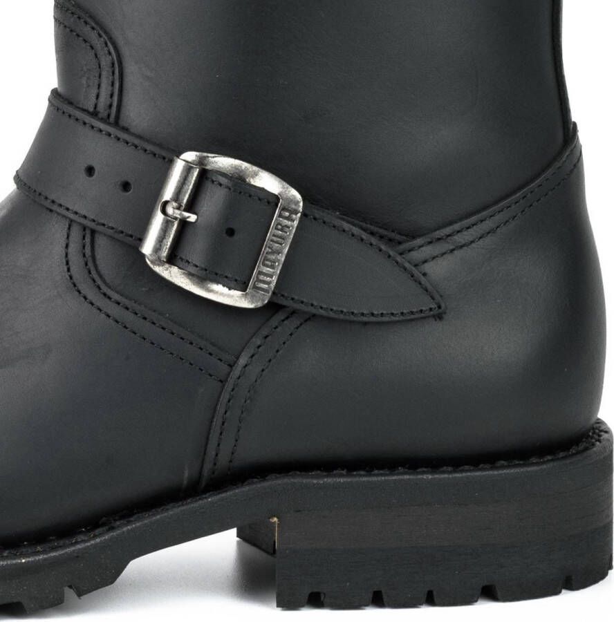 Mayura Boots 18 Zwart Biker Motorlaarzen Ronde Neus Anti Slip Zool Echt leer