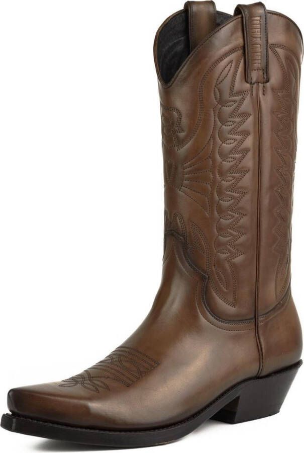 Mayura Boots 1920 Kastanje Bruin Spitse Cow Western Line Dance Laarzen Schuine Hak Echt Leer